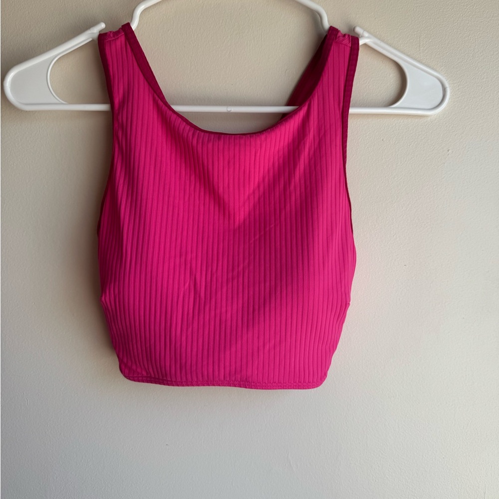 Gilly Hicks Fuchsia Ribbed Tank Top/Sports Bra Size Small